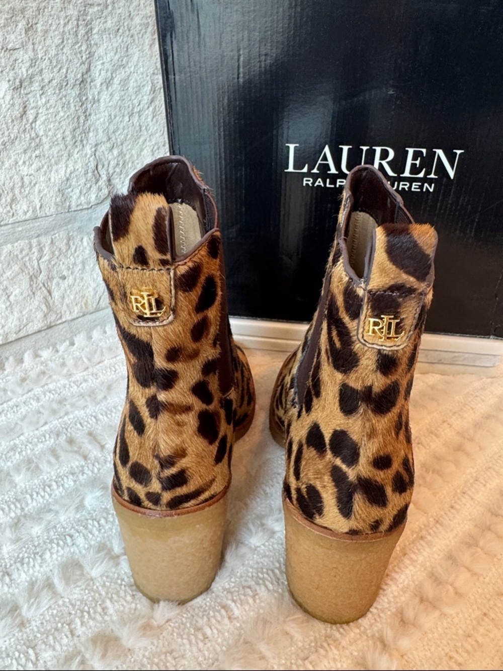 Lauren Ralph Lauren Leopard-Print Chelsea Ankle Boots - Brown and Black Leopard. - Picture 4 of 6